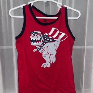 Patriotic Dino Red Tank Top for Kids